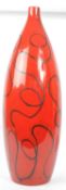 LARGE CONTEMPORARY RED VASE WITH ORGANIC BLACK DESIGN