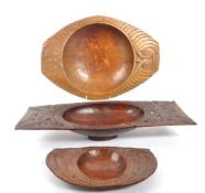 COLLECTION OF THREE VINTAGE TROBRIAND ISLAND CARVED BOWLS