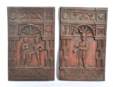 PAIR OF 17TH CENTURY STYLE FIGURAL RESIN PANELS