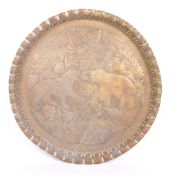 EARLY 20TH CENTURY INDIAN BRASS ENGRAVED CHARGER TRAY
