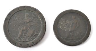 1797 GEORGE III CARTWHEEL PENNY & 1797 TWO PENCE COIN