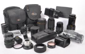 LARGE COLLECTION OF CAMERA LENSES AND ACCESSORIES