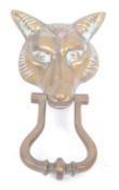LARGE 20TH CENTURY BRASS FOX HEAD DOOR KNOCKER