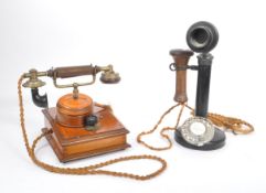EARLY 20TH CENTURY CANDLESTICK TELEPHONE WITH HOTEL PHONE