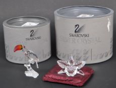 SWAROVSKI - TWO CRYSTAL FIGURES ORCHID & TOUCAN