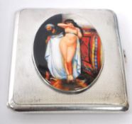 1940S SILVER CIGARETTE CASE WITH NUDE PICTORIAL PANEL