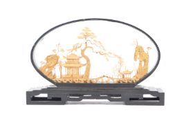 MID CENTURY CHINESE CORK CARVING DIORAMA LANDSCAPE