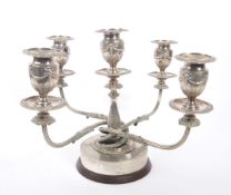 EARLY 20TH CENTURY SILVER PLATE CONTINENTAL CADELABRA