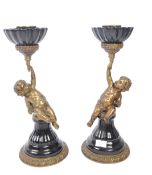 PAIR OF EARLY 20TH CENTURY FRENCH PUTTI CANDLESTICKS