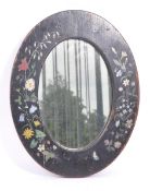 EARLY 20TH CENTURY TOLEWARE HAND PAINTED OVAL MIRROR
