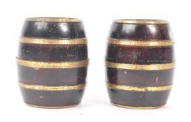 PAIR OF EARLY 19TH CENTURY TRAVEL INKWELL IN BARREL FORM