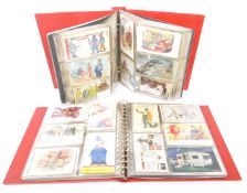COLLECTION OF EDWARDIAN AND LATER POSTCARDS IN TWO ALBUMS