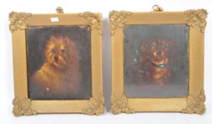 TWO VICTORIAN 19TH CENTURY OIL ON BOARD DOG PAINTINGS