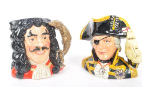 ROYAL DOULTON - CAPTAIN HOOK & LORD NELSON CHARACTER JUGS