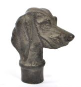 20TH CENTURY BRONZE DOG HEAD WALKING CANE HANDLE