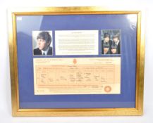 THE BEATLES - COPY OF PAUL MCCARTNEY'S BIRTH CERTIFICATE