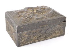 1920S JAPANESE EMBOSSED STAMPED METAL BOX WITH DRAGON