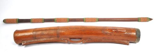 VINTAGE 20TH CENTURY HAND DRUM & AFRICAN THROWING CLUB