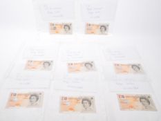 EIGHT UNCIRCULATED BANK OF ENGLAND £10 NOTES