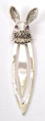 20TH CENTURY STERLING SILVER HARE HEAD BOOKMARK