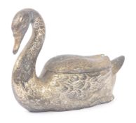 EARLY 20TH CENTURY SILVER PLATED SWAN CASKET