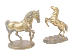 TWO 20TH CENTURY BRONZE & BRASS HORSE FIGURES