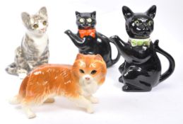 WOOD & SONS BURSLEM - COLLECTION OF CAT TEAPOTS & FIGURES