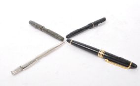 COLLECTION OF THREE FOUNTAIN PENS & STERLING SILVER PENCIL