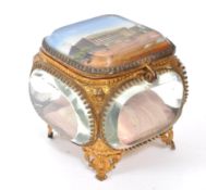 EARLY 20TH CENTURY GLASS AND GILT FRENCH JEWEL TRINKET BOX