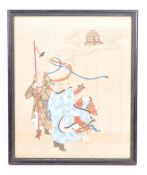 EARLY 20TH CENTURY 1920S HAND PAINTED JAPANESE SILK PICTURE