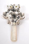 STERLING SILVER BABIES RATTLE WITH TWO BEARS FINIAL