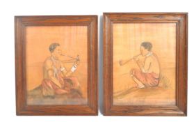 PAIR OF 20TH CENTURY PAINTED AFRICAN PORTRAITS