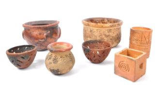 COLLECTION OF CLAY TRIBAL FOLK ART POTS
