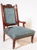LATE VICTORIAN 19TH CENTURY MAHOGANY LOW ELBOW ARMCHAIR