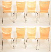 MATCHING SET OF EIGHT PLYWOOD STACKING DINING CHAIRS