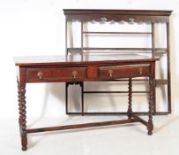 19TH CENTURY OAK WRITING DESK & PLATE RACK