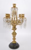 19TH CENTURY FRENCH ORNATE BRASS AND CRYSTAL CANDELABRA