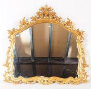 20TH CENTURY FRENCH STYLE GILT OVERMANTEL MIRROR