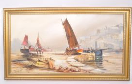 TERRY BURKE - BOAT ON THE QUAY - OIL ON CANVAS