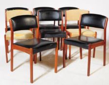 BRITISH MODERN DESIGN - SET OF EIGHT BLACK VINYL DINING CHAIRS