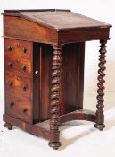 VICTORIAN 19TH CENTURY ROSEWOOD & MARQUETRY DAVENPORT