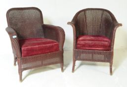 PAIR OF MID CENTURY LLOYD LOOM WICKER CHAIRS