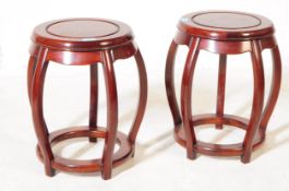 PAIR OF CONTEMPORARY CHINESE HARDWOOD STOOLS