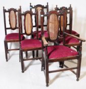 SET OF SIX GEORGE III REVIVAL OAK RATTAN DINING CHAIRS