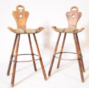 20TH CENTURY ARTS & CRAFTS SPANISH OAK STOOLS