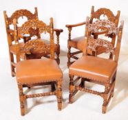 SET OF FOUR VINTAGE JACOBEAN REVIVAL DINING CHAIRS