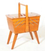 MID CENTURY 1960S TEAK METAMORPHIC CANTILEVER SEWING BOX