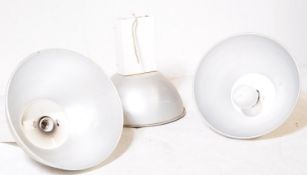 THREE LARGE INDUSTRIAL ALUMINIUM PENDANT LIGHT SHADES