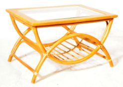 MID CENTURY BAMBOO & GLASS COFFEE TABLE