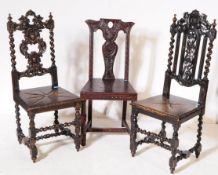 TWO 19TH CENTURY CARVED OAK CAROLEAN HALL CHAIRS